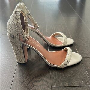 Rebecca Minkoff Cream Snakeprint Textured Heels 8